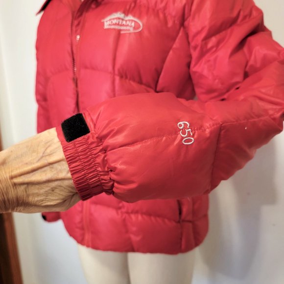 DOWN Jacket RED Montana Mountaineering HOOD Small - Picture 6 of 15